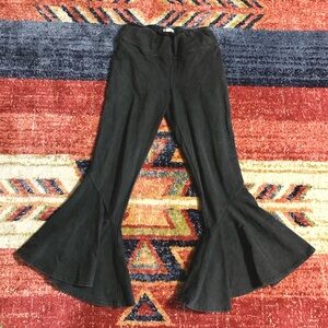 Earthbound Trading / Hippie 60s flare pants leggings / faded black / XL